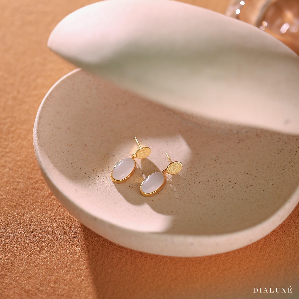 Gold Light Blue Crystal Drop Earrings: Sterling Silver Dangle