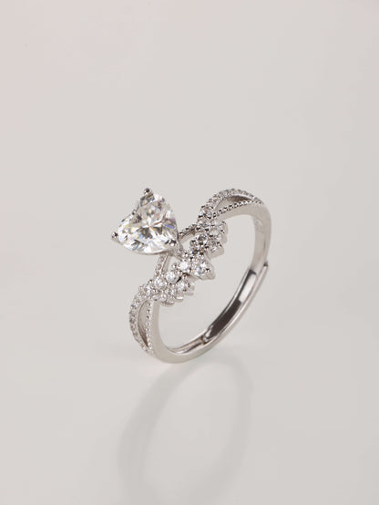 Sparkling 1 carat heart cut moissanite diamond alternative ring catching the light