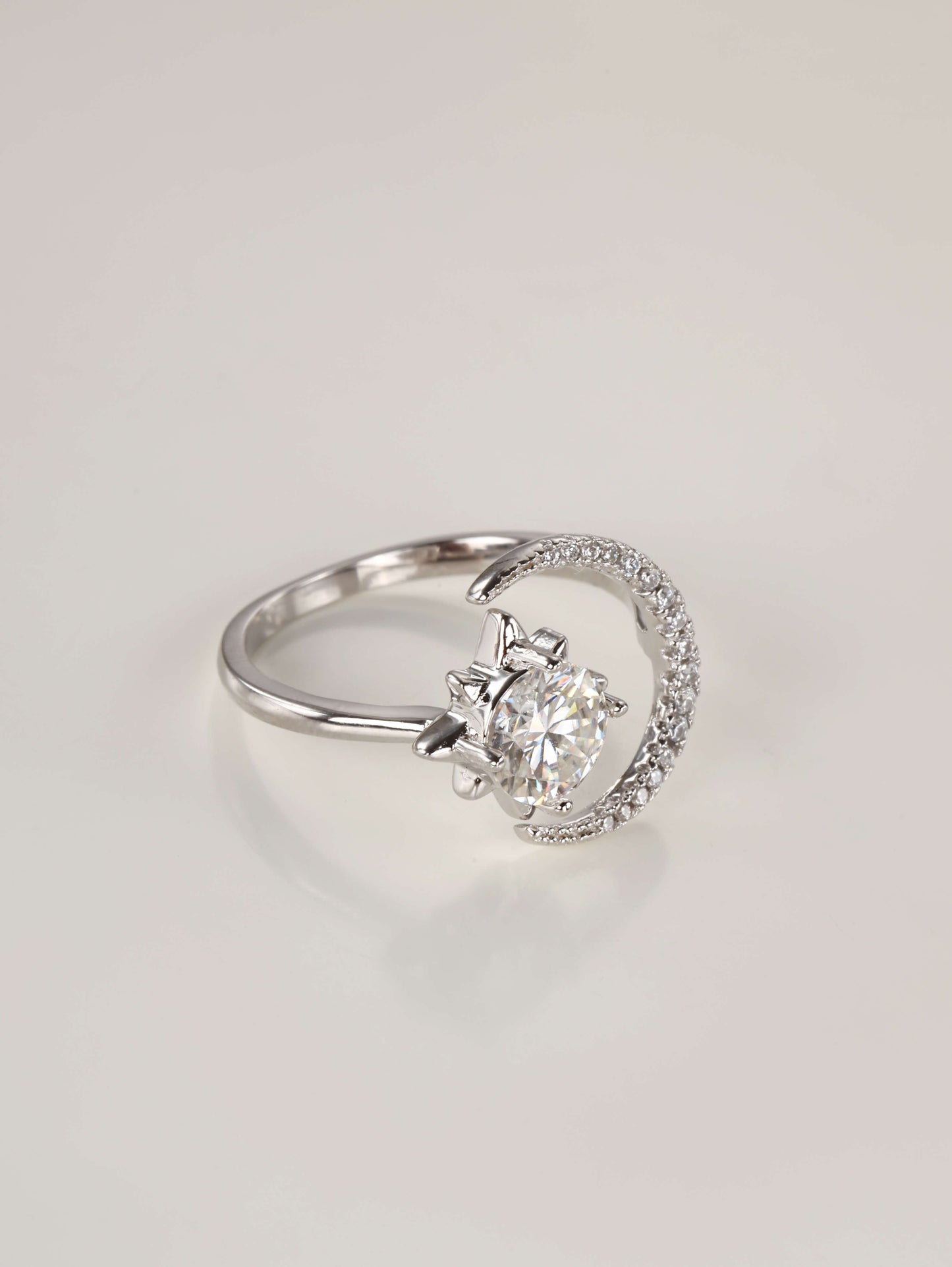 Celestial Moon & Star: 0.5ct & 1ct Moissanite Ring