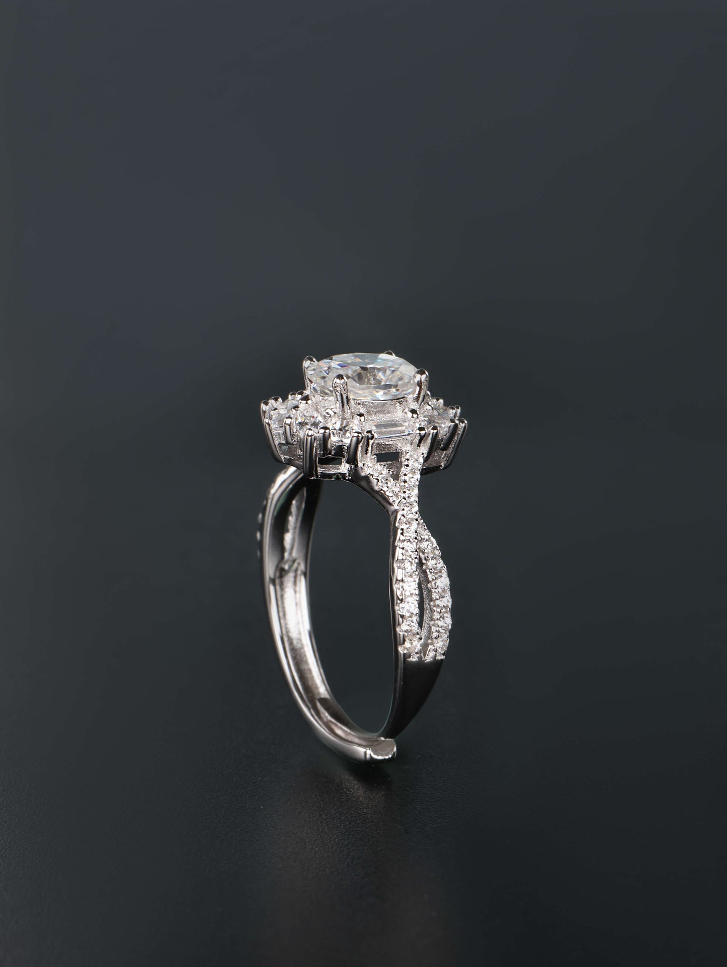 The Empress Twilight Ring: 1ct Oval Starburst Band with Twisted Pavé