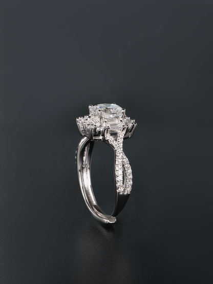 The Empress Twilight Ring: 1ct Oval Starburst Band with Twisted Pavé