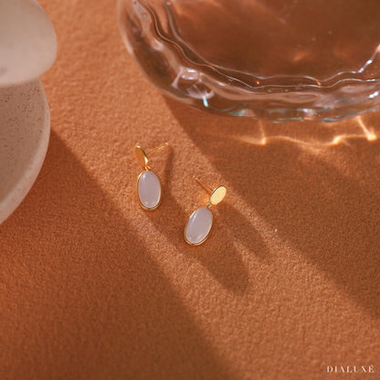 Gold Light Blue Crystal Drop Earrings: Sterling Silver Dangle