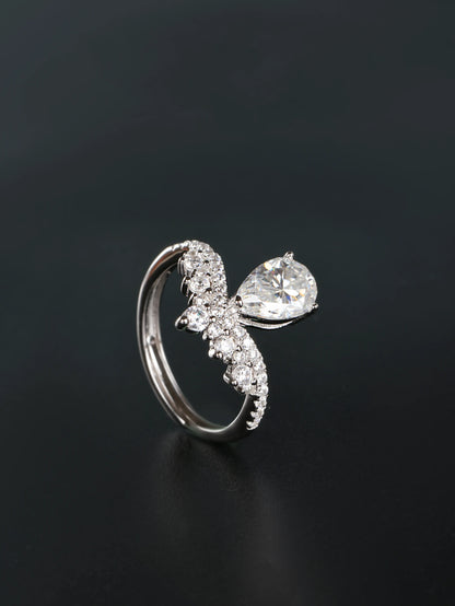 Royal Pear Cut Tiara Crown Ring: 1.5ct Pear Moissanite Vintage Band