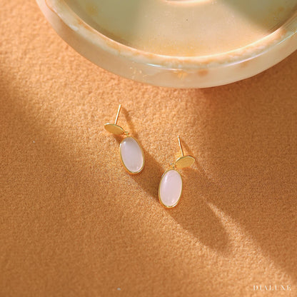 Gold Light Blue Crystal Drop Earrings: Sterling Silver Dangle