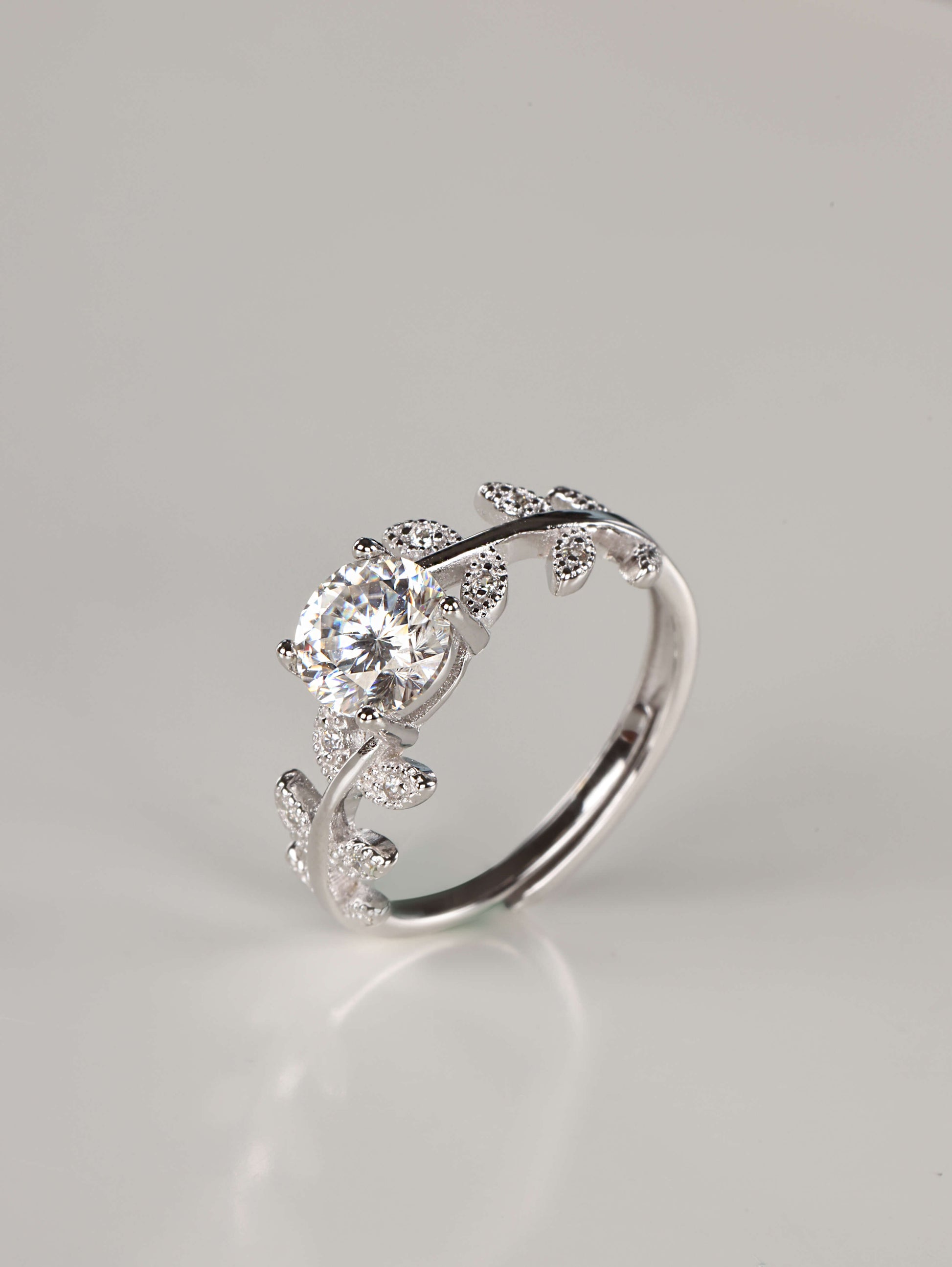 Close up of the hidden open back adjustable mechanism on a 925 sterling silver ring