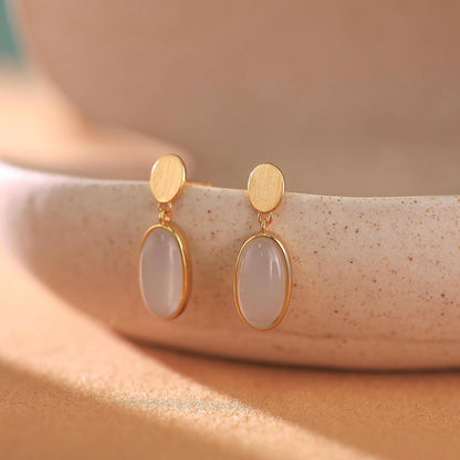 Gold Light Blue Crystal Drop Earrings: Sterling Silver Dangle