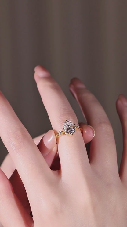 The Timeless Oval: 2ct Moissanite Three-Stone Ring