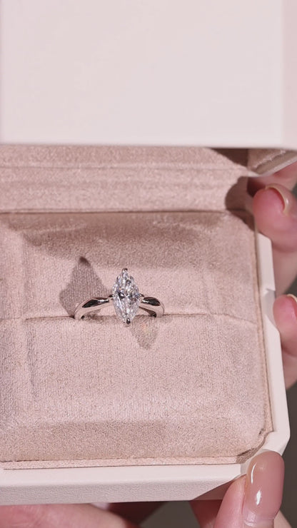 Classic Marquise Cut: 2ct Solitaire Moissanite Ring