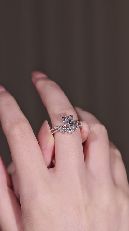 The Sweetheart Solitaire: 1ct Heart Moissanite Ring with Side Stones