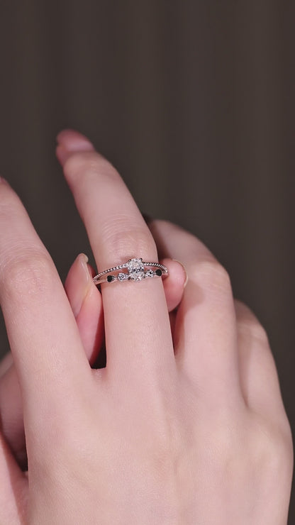 Double Layer Ring: 0.5ct Oval Moissanite