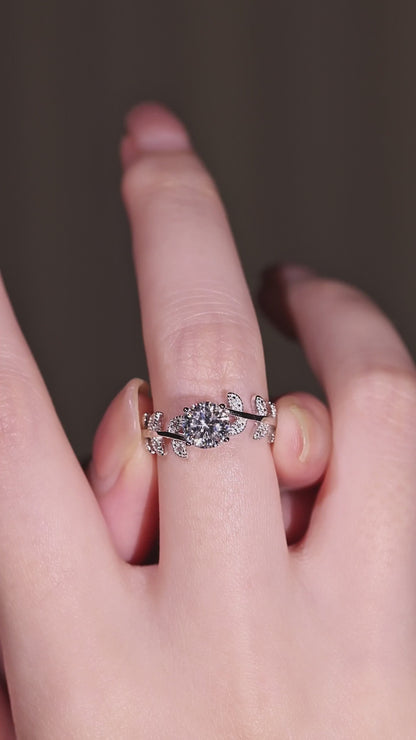 The Woodland Solitaire: 1ct Moissanite Leaf Vine Ring